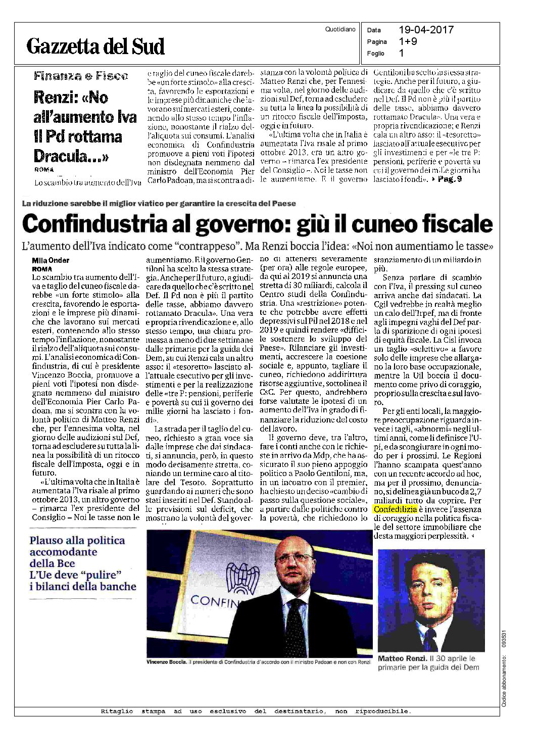 GAZZETTA DEL SUD 19.04.2017